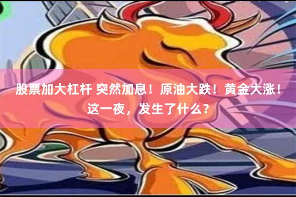 股票加大杠杆 突然加息！原油大跌！黄金大涨！这一夜，发生了什么？